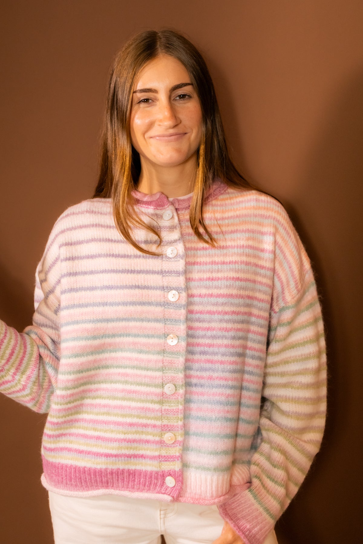 cotton candy button sweater